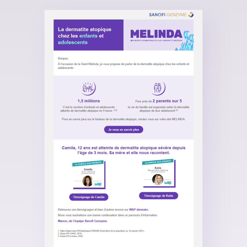 Campagne d'emailing Melinda