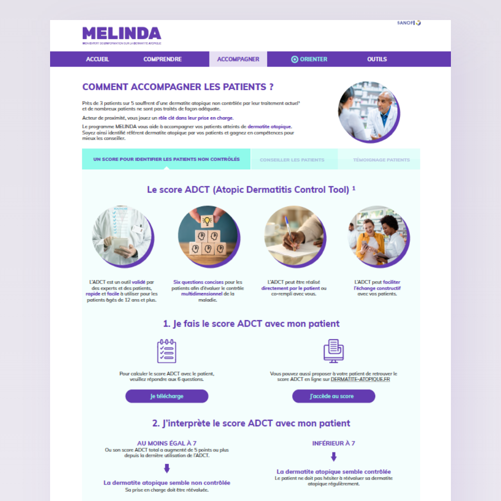 Landing page Melinda
